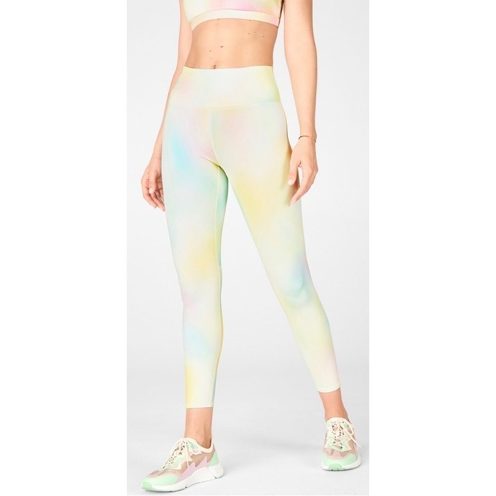 Fabletics Boost PowerHold High-Waisted 7/8 Legging, Blur/Lemon Crème - Picture 4 of 14